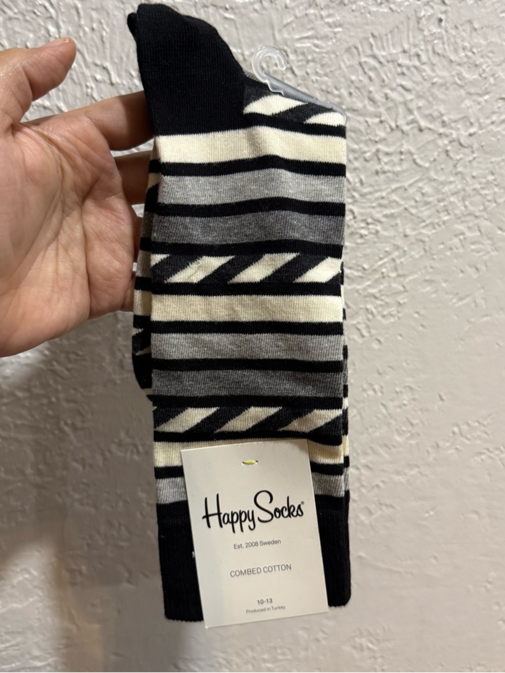 Happy Socks Gray & Black Stripe NWT